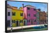 Bright Colored Homes Along Canal, Burano, Italy-Terry Eggers-Framed Stretched Canvas