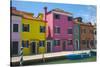 Bright Colored Homes Along Canal, Burano, Italy-Terry Eggers-Stretched Canvas