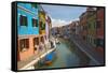 Bright Colored Homes Along the Canal, Burano, Italy-Terry Eggers-Framed Stretched Canvas