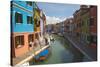 Bright Colored Homes Along the Canal, Burano, Italy-Terry Eggers-Stretched Canvas