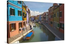 Bright Colored Homes Along the Canal, Burano, Italy-Terry Eggers-Stretched Canvas