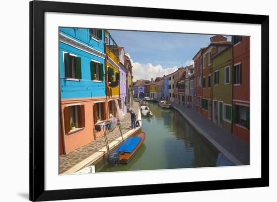 Bright Colored Homes Along the Canal, Burano, Italy-Terry Eggers-Framed Photographic Print