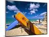 Bright Colored Surfboards on Waikiki Beach-George Oze-Mounted Photographic Print