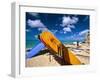 Bright Colored Surfboards on Waikiki Beach-George Oze-Framed Premium Photographic Print