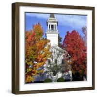 Bright Colors Adorn the Trees Near a Church-null-Framed Photographic Print