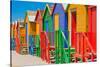 Bright Crayon-Colored Beach Huts at St James, False Bay on Indian Ocean, outside of Cape Town, S...-null-Stretched Canvas