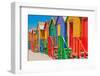 Bright Crayon-Colored Beach Huts at St James, False Bay on Indian Ocean, outside of Cape Town, S...-null-Framed Photographic Print