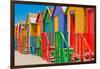 Bright Crayon-Colored Beach Huts at St James, False Bay on Indian Ocean, outside of Cape Town, S...-null-Framed Photographic Print