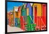 Bright Crayon-Colored Beach Huts at St James, False Bay on Indian Ocean, outside of Cape Town, S...-null-Framed Photographic Print