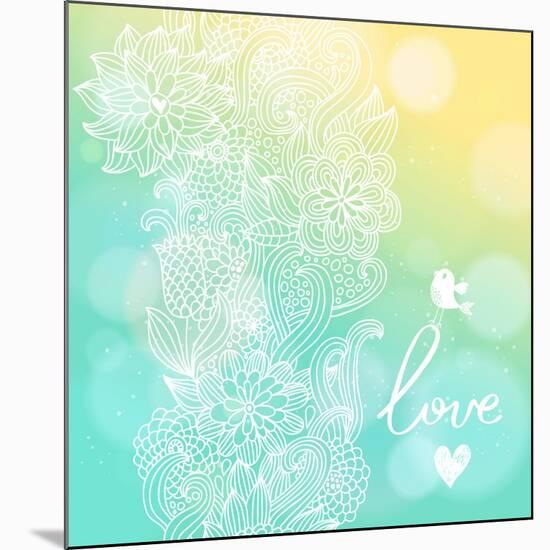 Bright Floral Background in Sunny Colors. Stylish Card with Bokeh Effect - Ideal for Wedding Design-smilewithjul-Mounted Art Print