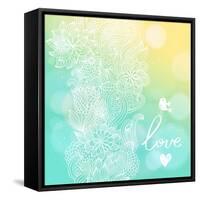 Bright Floral Background in Sunny Colors. Stylish Card with Bokeh Effect - Ideal for Wedding Design-smilewithjul-Framed Stretched Canvas