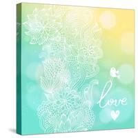 Bright Floral Background in Sunny Colors. Stylish Card with Bokeh Effect - Ideal for Wedding Design-smilewithjul-Stretched Canvas