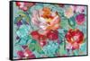 Bright Floral Medley Crop Turquoise-Danhui Nai-Framed Stretched Canvas