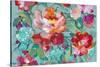 Bright Floral Medley Crop Turquoise-Danhui Nai-Stretched Canvas