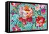 Bright Floral Medley Crop Turquoise-Danhui Nai-Framed Stretched Canvas