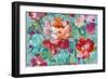 Bright Floral Medley Crop Turquoise-Danhui Nai-Framed Art Print