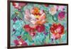 Bright Floral Medley Crop Turquoise-Danhui Nai-Framed Art Print