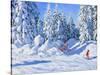 Bright Morning and Snow Covered Trees, Morzine-Andrew Macara-Stretched Canvas