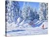 Bright Morning and Snow Covered Trees, Morzine-Andrew Macara-Stretched Canvas