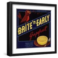 Bright n Early Brand - Canoga Park, California - Citrus Crate Label-Lantern Press-Framed Art Print