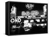 Bright Neon Lights of Bond's Clothing Store-Lisa Larsen-Framed Stretched Canvas