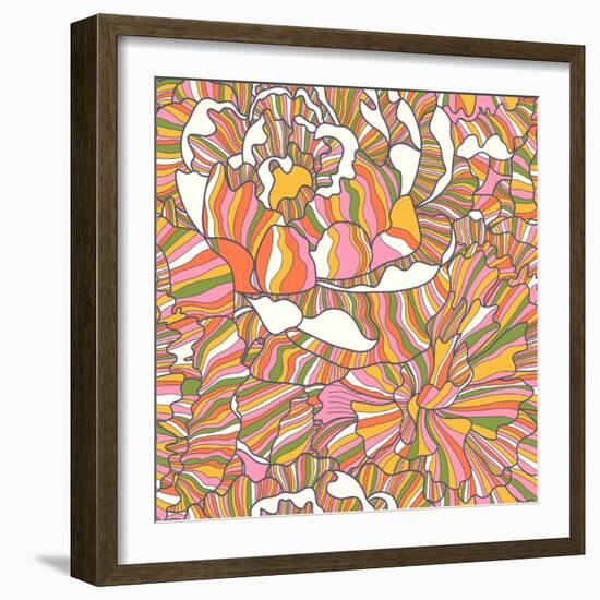 Bright Pattern Made of Peony Flowers-smilewithjul-Framed Art Print