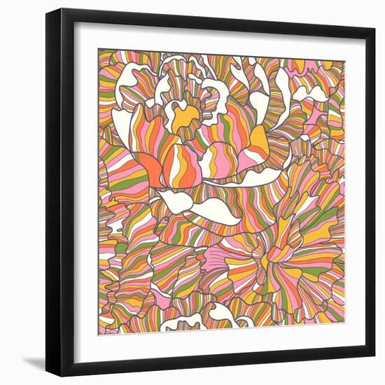 Bright Pattern Made of Peony Flowers-smilewithjul-Framed Art Print