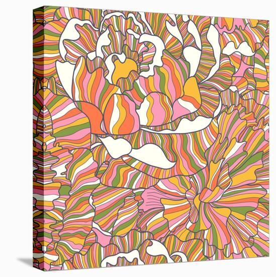 Bright Pattern Made of Peony Flowers-smilewithjul-Stretched Canvas