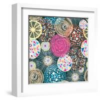 Bright Pattern with Flowers and Birds-Tanor-Framed Art Print