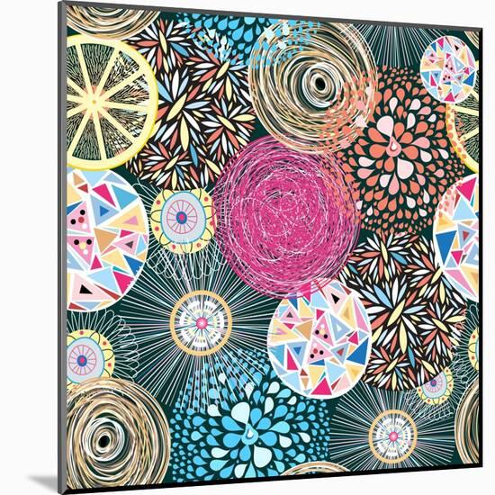 Bright Pattern with Flowers and Birds-Tanor-Mounted Art Print