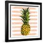 Bright Pineapple on Striped Background-mart_m-Framed Art Print