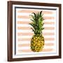 Bright Pineapple on Striped Background-mart_m-Framed Art Print