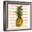 Bright Pineapple on Striped Background-mart_m-Framed Art Print