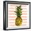 Bright Pineapple on Striped Background-mart_m-Framed Art Print