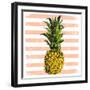 Bright Pineapple on Striped Background-mart_m-Framed Art Print