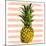 Bright Pineapple on Striped Background-mart_m-Mounted Art Print