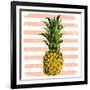 Bright Pineapple on Striped Background-mart_m-Framed Art Print