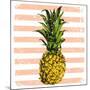 Bright Pineapple on Striped Background-mart_m-Mounted Art Print