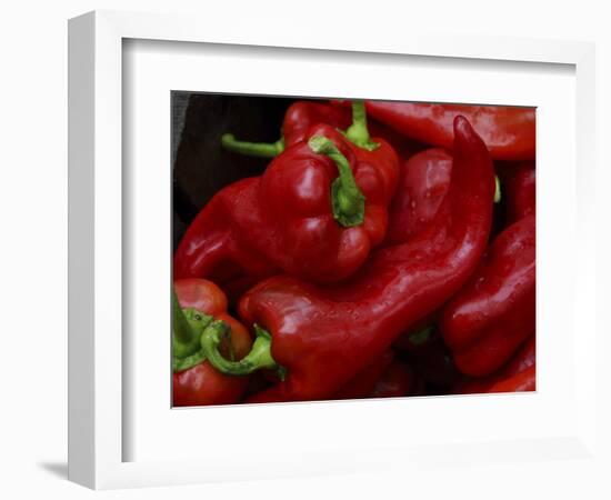 Bright Red Peppers at Farmers Market, Portland, Maine-Nance Trueworthy-Framed Photographic Print