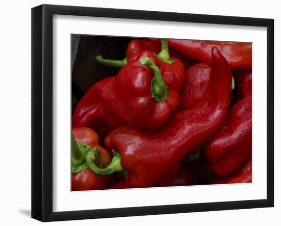 Bright Red Peppers at Farmers Market, Portland, Maine-Nance Trueworthy-Framed Photographic Print