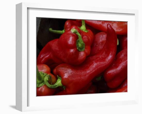 Bright Red Peppers at Farmers Market, Portland, Maine-Nance Trueworthy-Framed Photographic Print