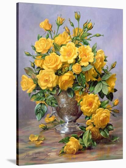 Bright Smile - Roses in a Silver Vase-Albert Williams-Stretched Canvas
