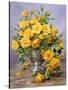 Bright Smile - Roses in a Silver Vase-Albert Williams-Stretched Canvas