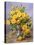 Bright Smile - Roses in a Silver Vase-Albert Williams-Stretched Canvas