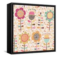 Bright Stylish Cartoon Floral Card-smilewithjul-Framed Stretched Canvas