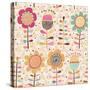 Bright Stylish Cartoon Floral Card-smilewithjul-Stretched Canvas
