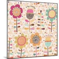 Bright Stylish Cartoon Floral Card-smilewithjul-Mounted Art Print