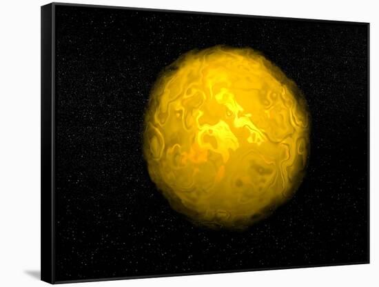 Bright Sun Shining in the Universe with Starry Background-null-Framed Stretched Canvas