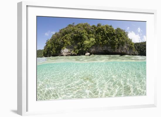 Bright Sunlight Dances across a Shallow Sand Seafloor in Palau's Lagoon-Stocktrek Images-Framed Photographic Print