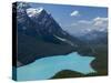 Bright Turquoise Colored Peyto Lake from the Bow Summit in Banff National Park, Canada.-Howard Newcomb-Stretched Canvas